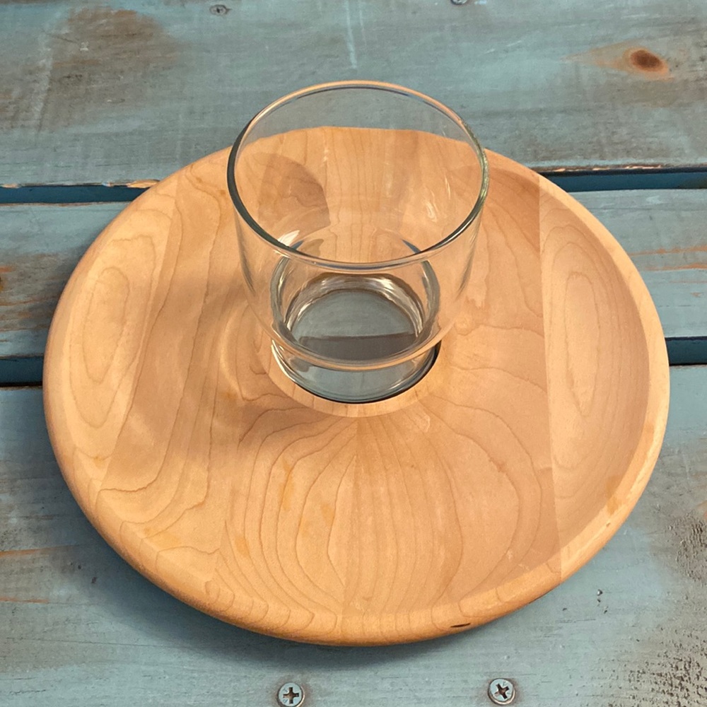 Uncommon Goods Cookies and Milk Wooden Platter With Milk Glass in Center - Picture 3 of 16